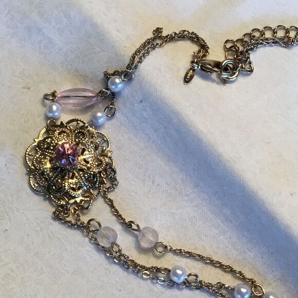 $8 ea or 3/$15. Goldtone and Pink Triple Strand Ne - Picture 7 of 8